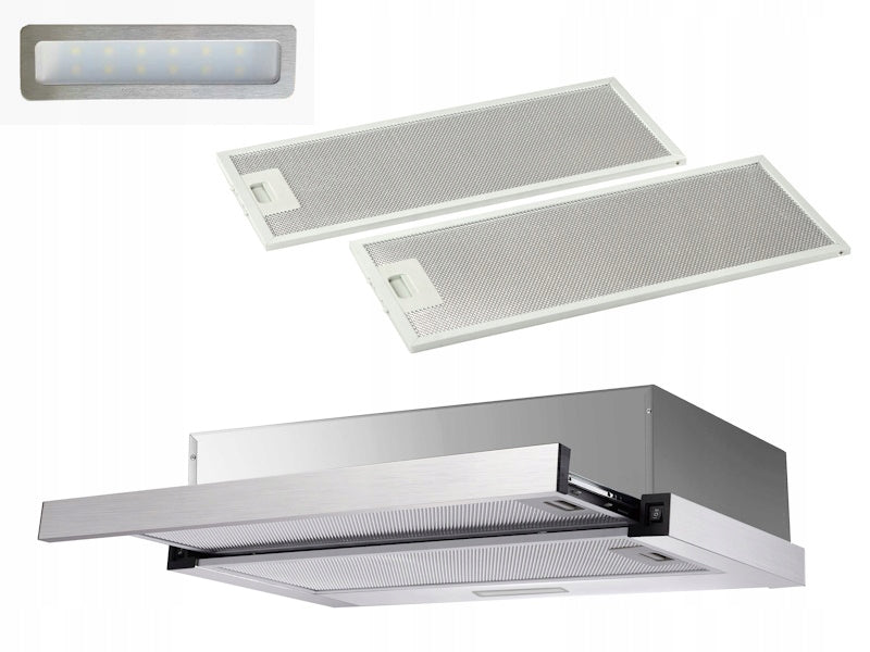 Arset Srebrny okap kuchenny teleskopowy podszafkowy Marin 60cm Inox