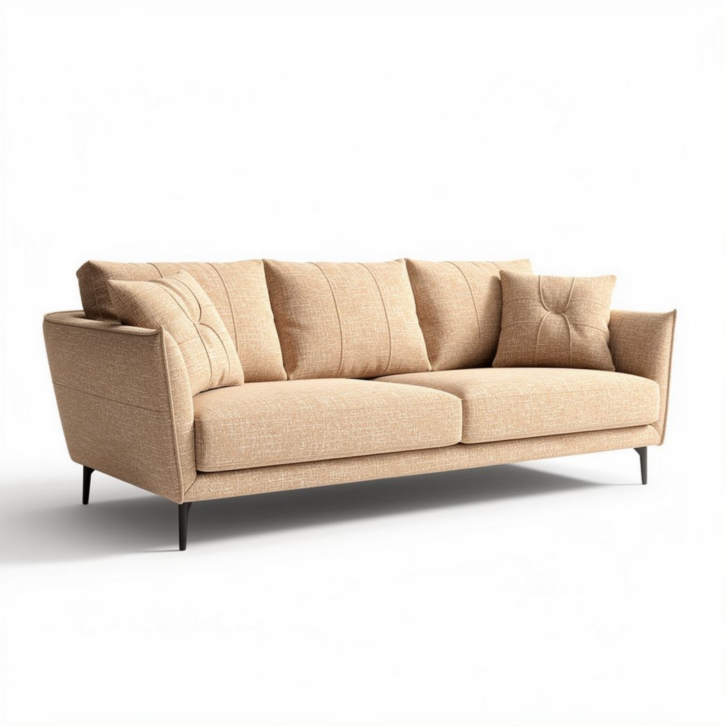 Sofa tapicerowana w kolorze beżowym w wymiarach 225 x 90 x 85cm