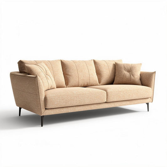 Sofa tapicerowana w kolorze beżowym w wymiarach 225 x 90 x 85cm