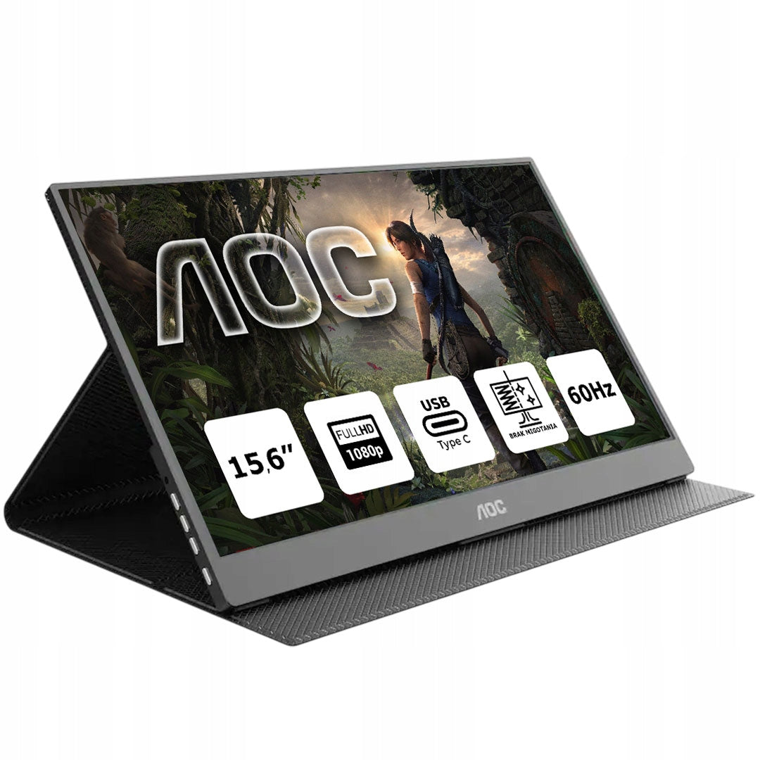 AOC Nowoczesny monitor dodatkowy AOC 15,6” IPS MATOWY USB-C FHD HDMI GŁOSNIKI