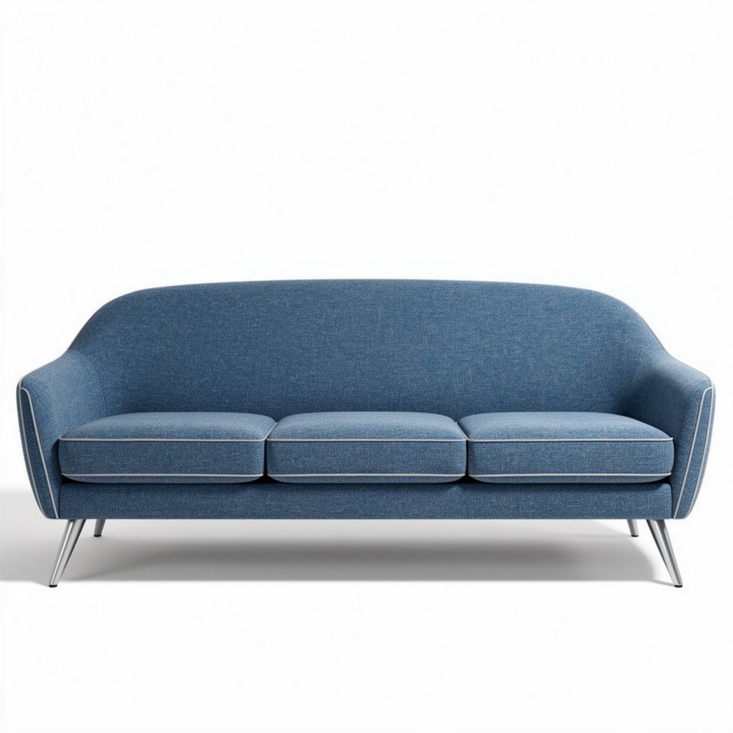 Sofa niebieska z tkaniny 200 x 85 x 75 cm na nogach metalowych