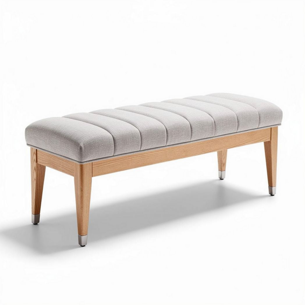 Sofa tapicerowana z drewna bukowego w kolorze szarym 120 x 40 x 45cm