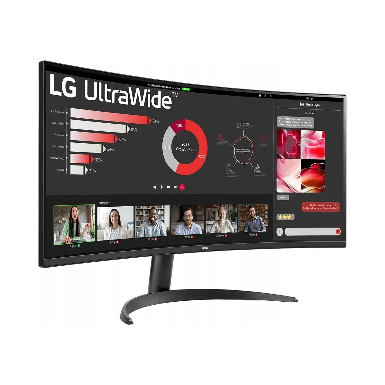 LG Zakrzywiony monitor Ultrawide 34'' LG 34WR50QK-B 3K VA 100Hz 5ms