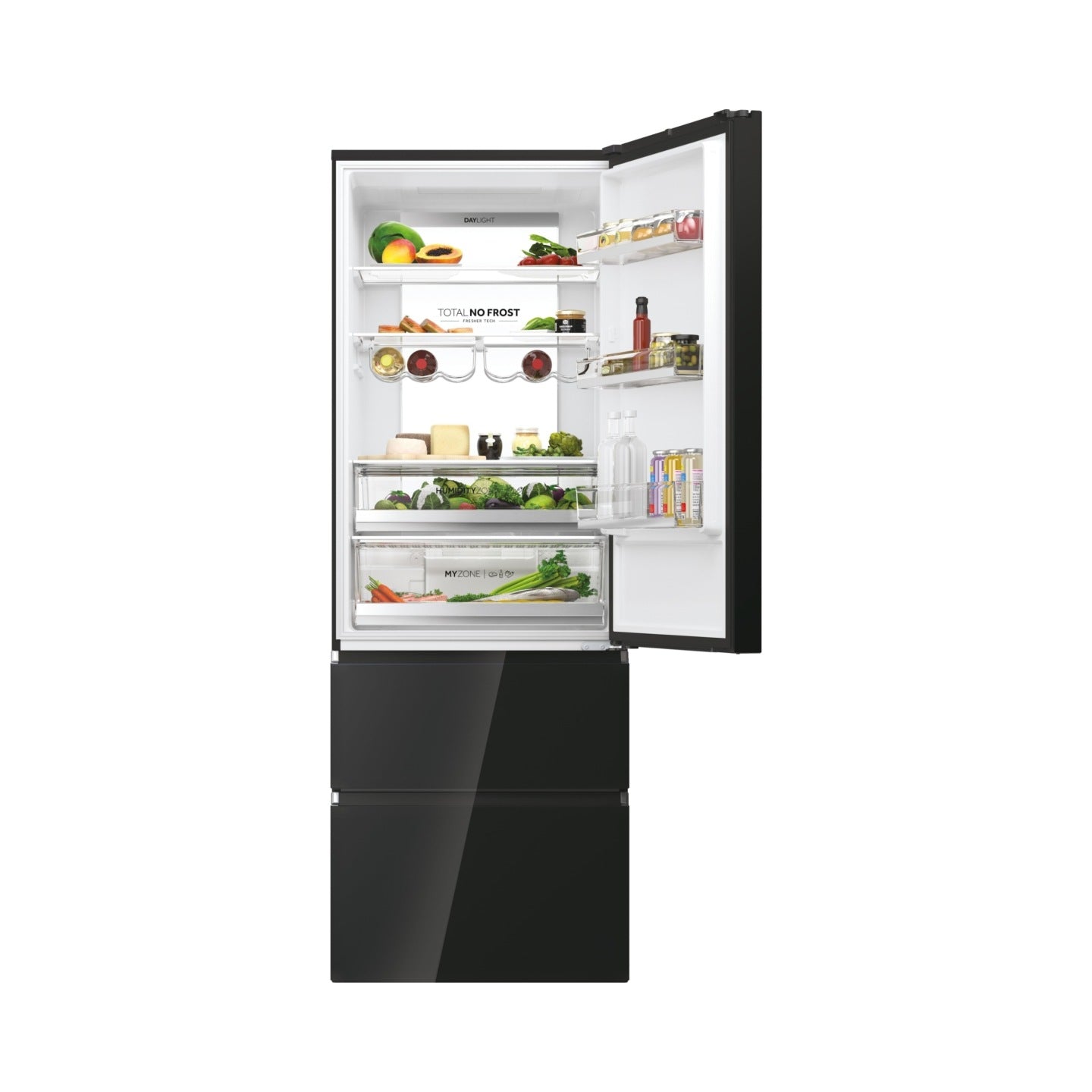 Lodówka Haier HTW7720DNGB No Frost 200.6 cm czarne szkło 70 cm